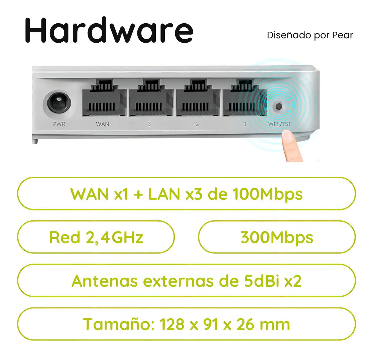 Router WiFi Tenda N301 300 Mbps con 2 Antenas de Alta Ganancia para Hogar y Oficina